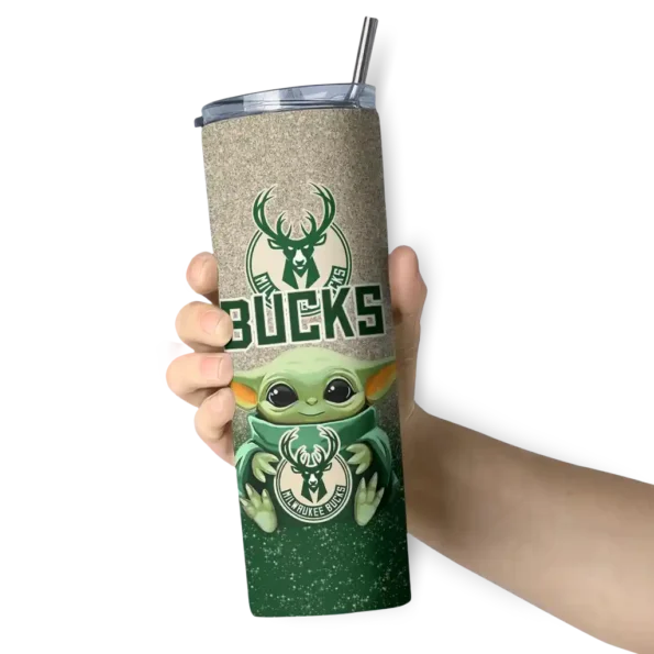milwaukee bucks yoda smile green skinny tumbler premium grade.webp