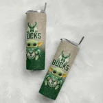milwaukee bucks yoda smile green skinny tumbler best selling 1.webp