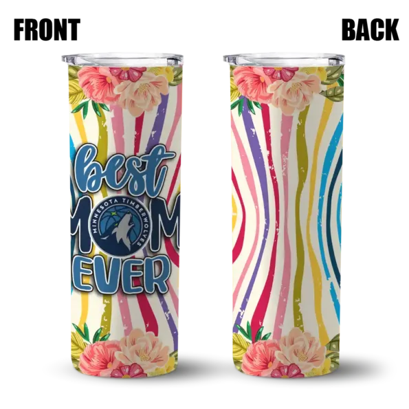 minnesota timberwolves flower cluster skinny tumbler fashion forward.webp