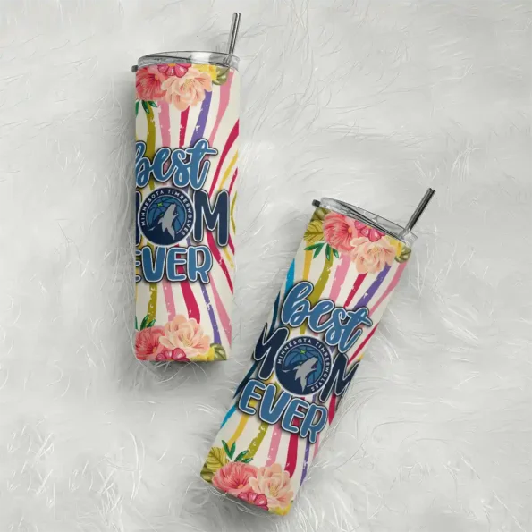 minnesota timberwolves flower cluster skinny tumbler top rated.webp