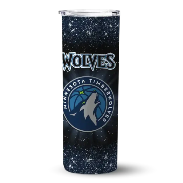 minnesota timberwolves radiant glitter midnight blue skinny tumbler best selling 1.webp