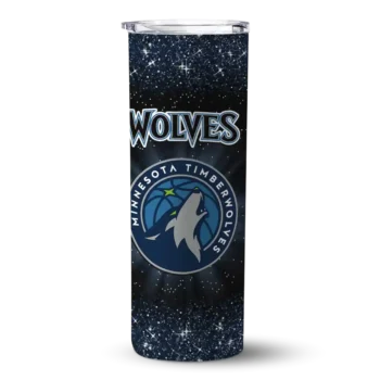 minnesota timberwolves radiant glitter midnight blue skinny tumbler best selling.webp
