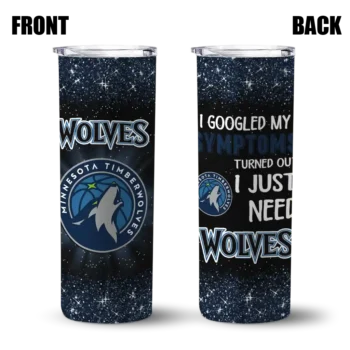 minnesota timberwolves radiant glitter midnight blue skinny tumbler fashion forward.webp