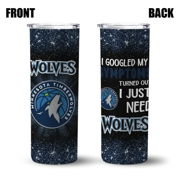 minnesota timberwolves radiant glitter midnight blue skinny tumbler fashion forward.webp