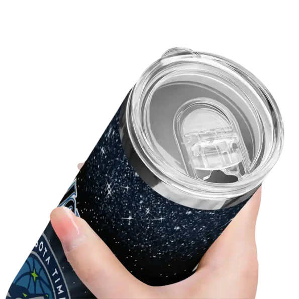 minnesota timberwolves radiant glitter midnight blue skinny tumbler high quality.webp