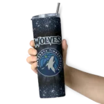 minnesota timberwolves radiant glitter midnight blue skinny tumbler best selling 1.webp