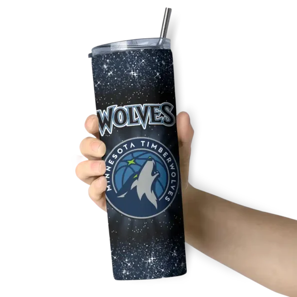 minnesota timberwolves radiant glitter midnight blue skinny tumbler premium grade.webp