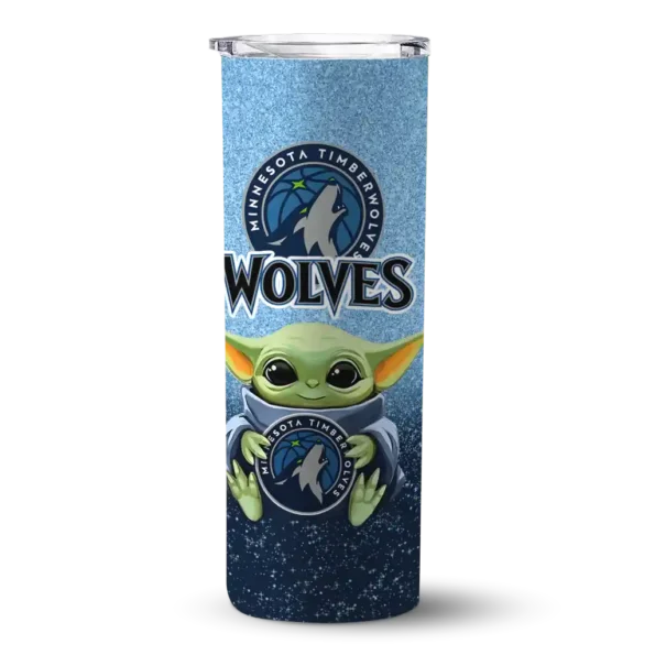 minnesota timberwolves yoda smile midnight blue skinny tumbler best selling.webp