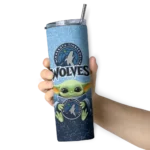 minnesota timberwolves yoda smile midnight blue skinny tumbler best selling 1.webp