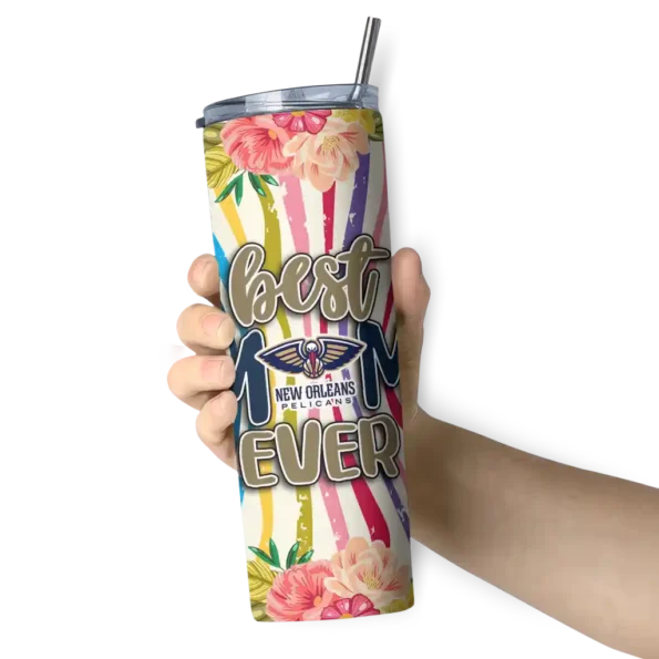 new orleans pelicans flower cluster skinny tumbler premium grade.webp