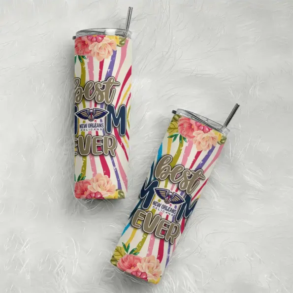 new orleans pelicans flower cluster skinny tumbler top rated.webp