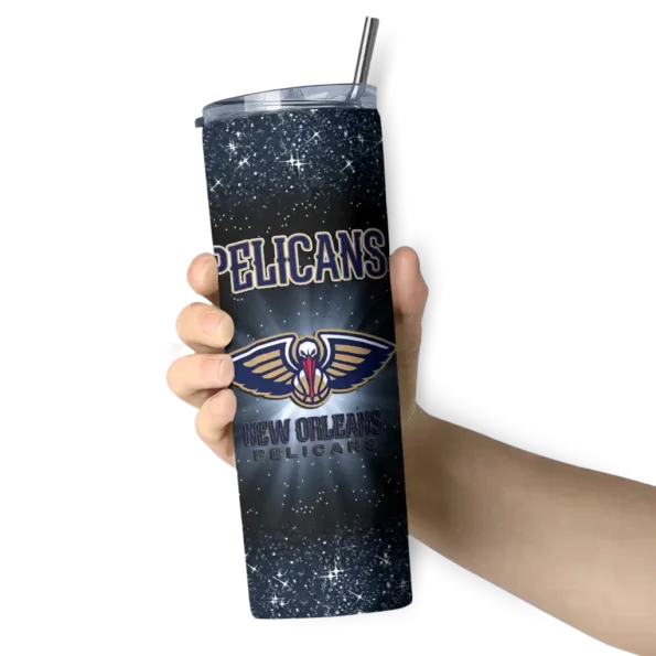 new orleans pelicans radiant glitter navy skinny tumbler premium grade.webp