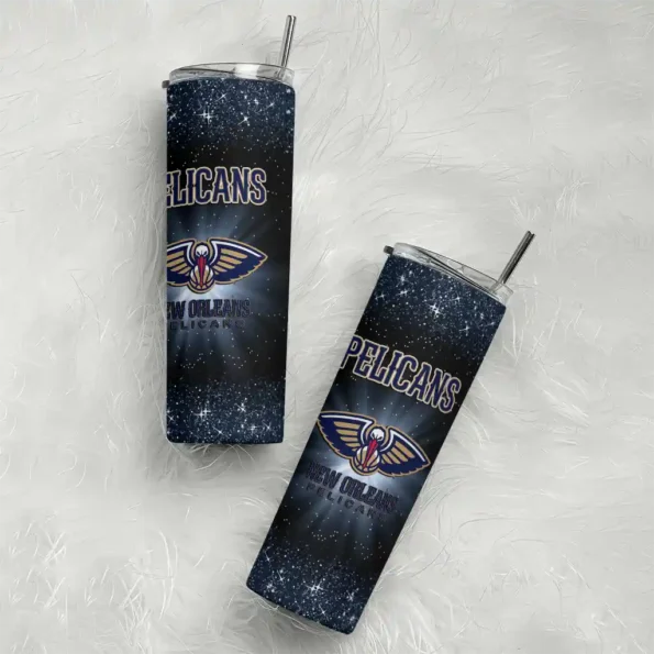 new orleans pelicans radiant glitter navy skinny tumbler top rated.webp