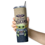 new orleans pelicans yoda smile navy skinny tumbler best selling 1.webp