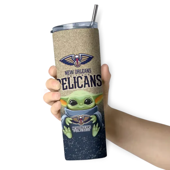 new orleans pelicans yoda smile navy skinny tumbler premium grade 1.webp