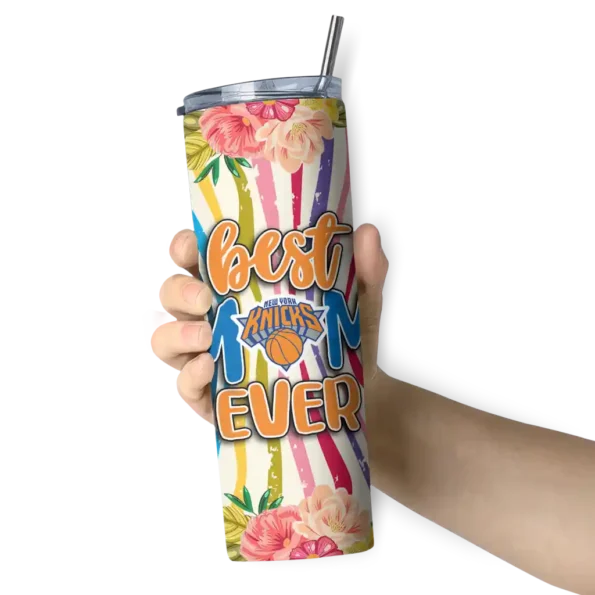 new york knicks flower cluster skinny tumbler premium grade.webp