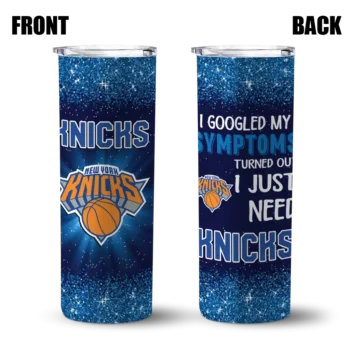 new york knicks radiant glitter blue skinny tumbler fashion forward.webp