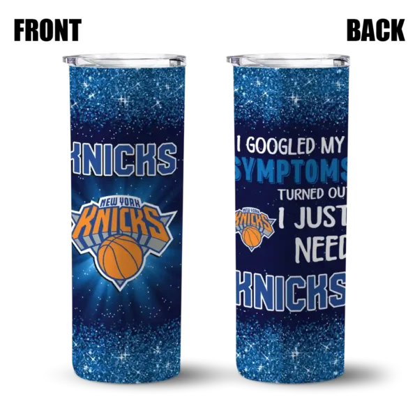 new york knicks radiant glitter blue skinny tumbler fashion forward.webp
