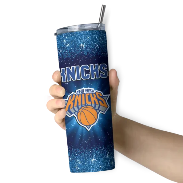 new york knicks radiant glitter blue skinny tumbler premium grade.webp