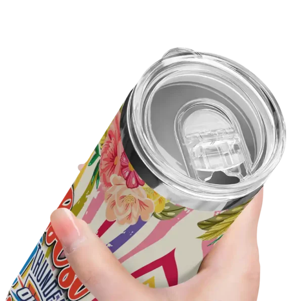 oklahoma city thunder flower cluster skinny tumbler high quality.webp