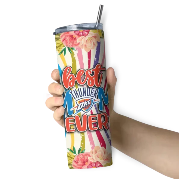 oklahoma city thunder flower cluster skinny tumbler premium grade.webp