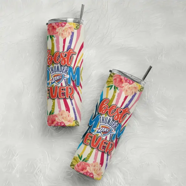 oklahoma city thunder flower cluster skinny tumbler top rated.webp