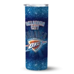 oklahoma city thunder radiant glitter blue skinny tumbler best selling 1.webp