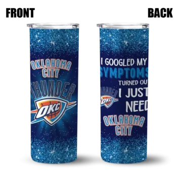 oklahoma city thunder radiant glitter blue skinny tumbler fashion forward.webp