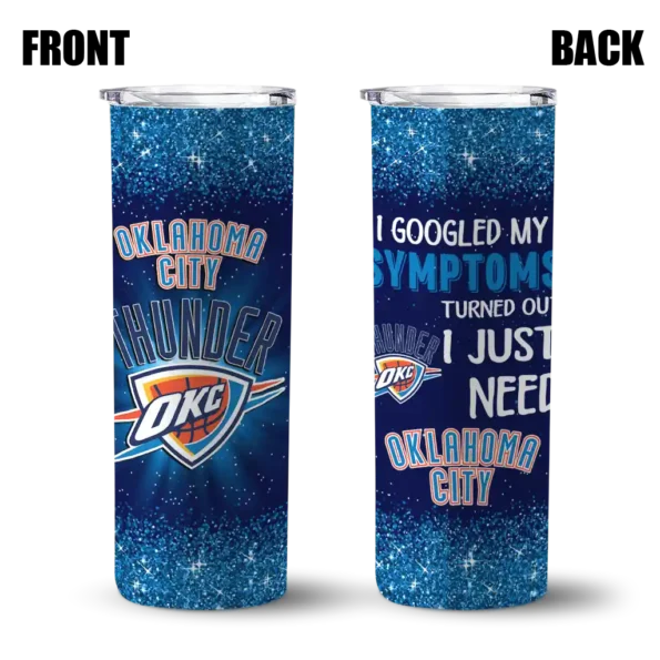 oklahoma city thunder radiant glitter blue skinny tumbler fashion forward.webp