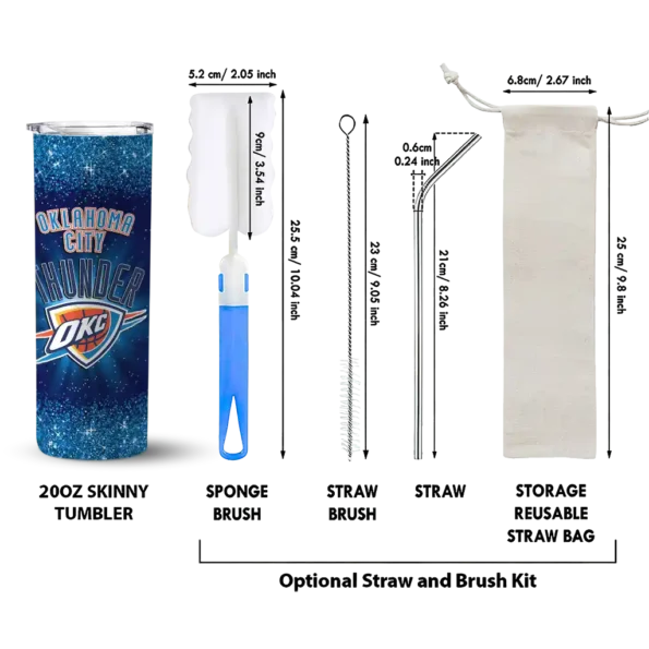 oklahoma city thunder radiant glitter blue skinny tumbler new arrival.webp