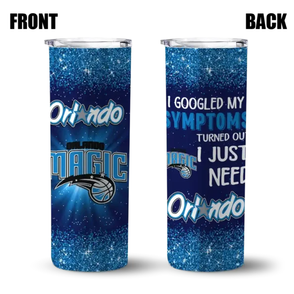 orlando magic radiant glitter blue skinny tumbler fashion forward.webp
