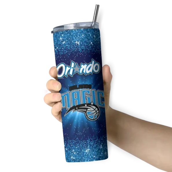 orlando magic radiant glitter blue skinny tumbler premium grade.webp
