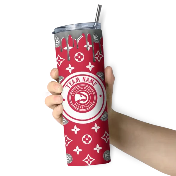personalized atlanta hawks camo streak red skinny tumbler premium grade.webp