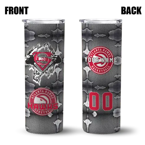 personalized atlanta hawks chevron v red gray skinny tumbler fashion forward.webp