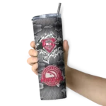 personalized atlanta hawks chevron v red gray skinny tumbler best selling 1.webp