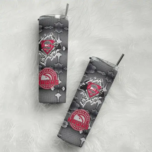 personalized atlanta hawks chevron v red gray skinny tumbler top rated.webp
