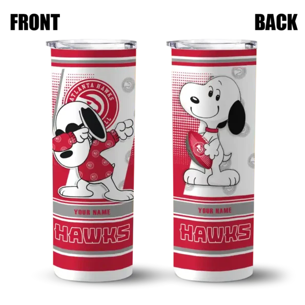 personalized atlanta hawks snoopy dog red white skinny tumbler fashion forward.webp