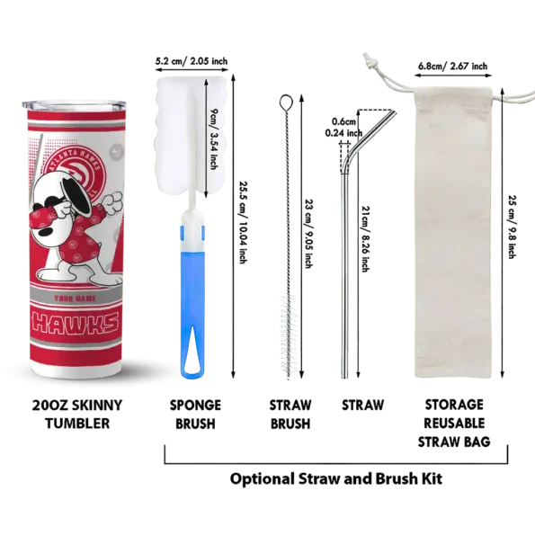 personalized atlanta hawks snoopy dog red white skinny tumbler new arrival.webp