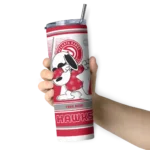 personalized atlanta hawks snoopy dog red white skinny tumbler best selling 1.webp