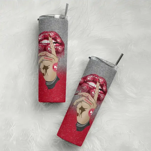 personalized atlanta hawks sparkle lips red skinny tumbler top rated.webp