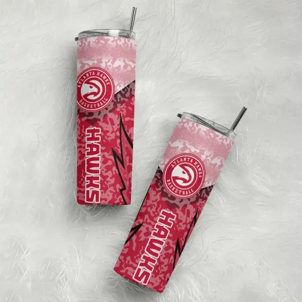 personalized atlanta hawks spiral burst print red skinny tumbler top rated.webp