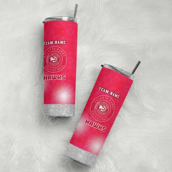 personalized atlanta hawks starburst tiles red skinny tumbler top rated.webp