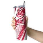 personalized atlanta hawks web stripes red white skinny tumbler best selling 1.webp