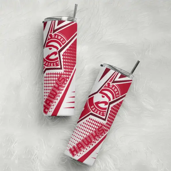personalized atlanta hawks web stripes red white skinny tumbler top rated.webp