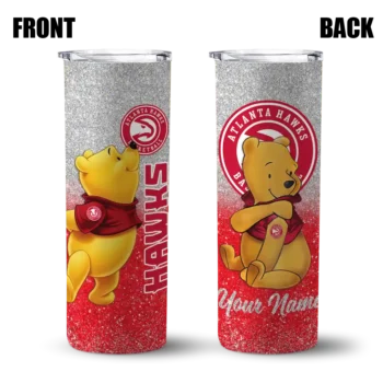 personalized atlanta hawks winnie the pooh red gray skinny tumbler fashion forward.webp