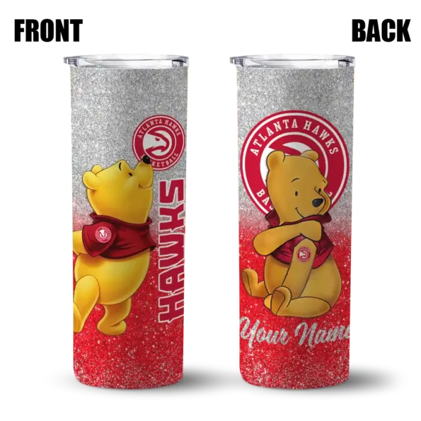 personalized atlanta hawks winnie the pooh red gray skinny tumbler fashion forward.webp