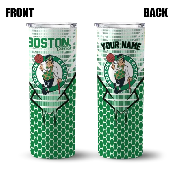 personalized boston celtics chevron stripes green skinny tumbler fashion forward.webp