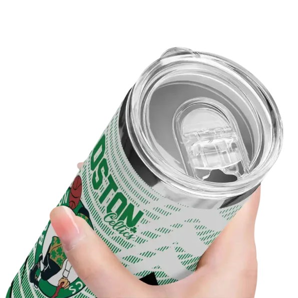 personalized boston celtics chevron stripes green skinny tumbler high quality.webp
