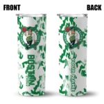 personalized boston celtics claw marks green white skinny tumbler best selling 1.webp