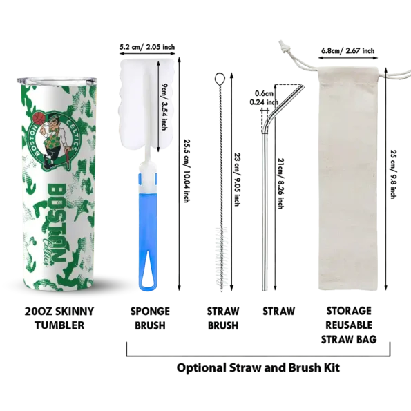 personalized boston celtics claw marks green white skinny tumbler new arrival.webp